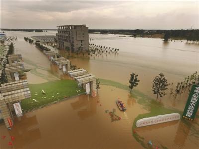 7月3日，安徽舒城县桃溪镇一家农业企业一片汪洋。自6月30日开始，当地普降大到暴雨，丰乐河水位暴涨。新华社发